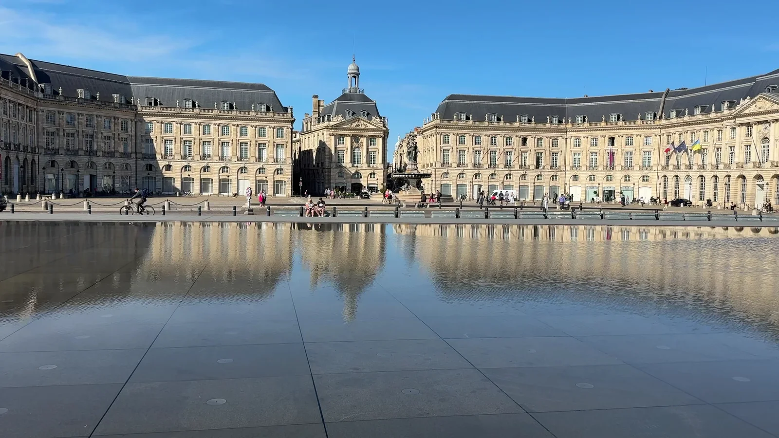 Family areas at Place de la Bourse Bordeaux — family travel photo