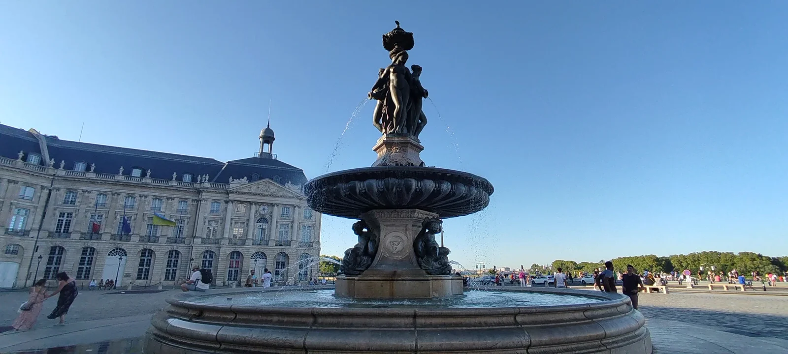 Outdoor views at Place de la Bourse Bordeaux — family travel photo