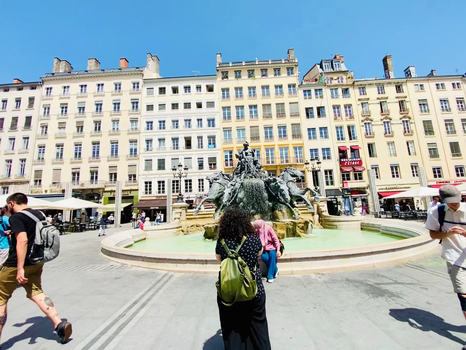 Family areas at Place des Terreaux Lyon — family travel photo