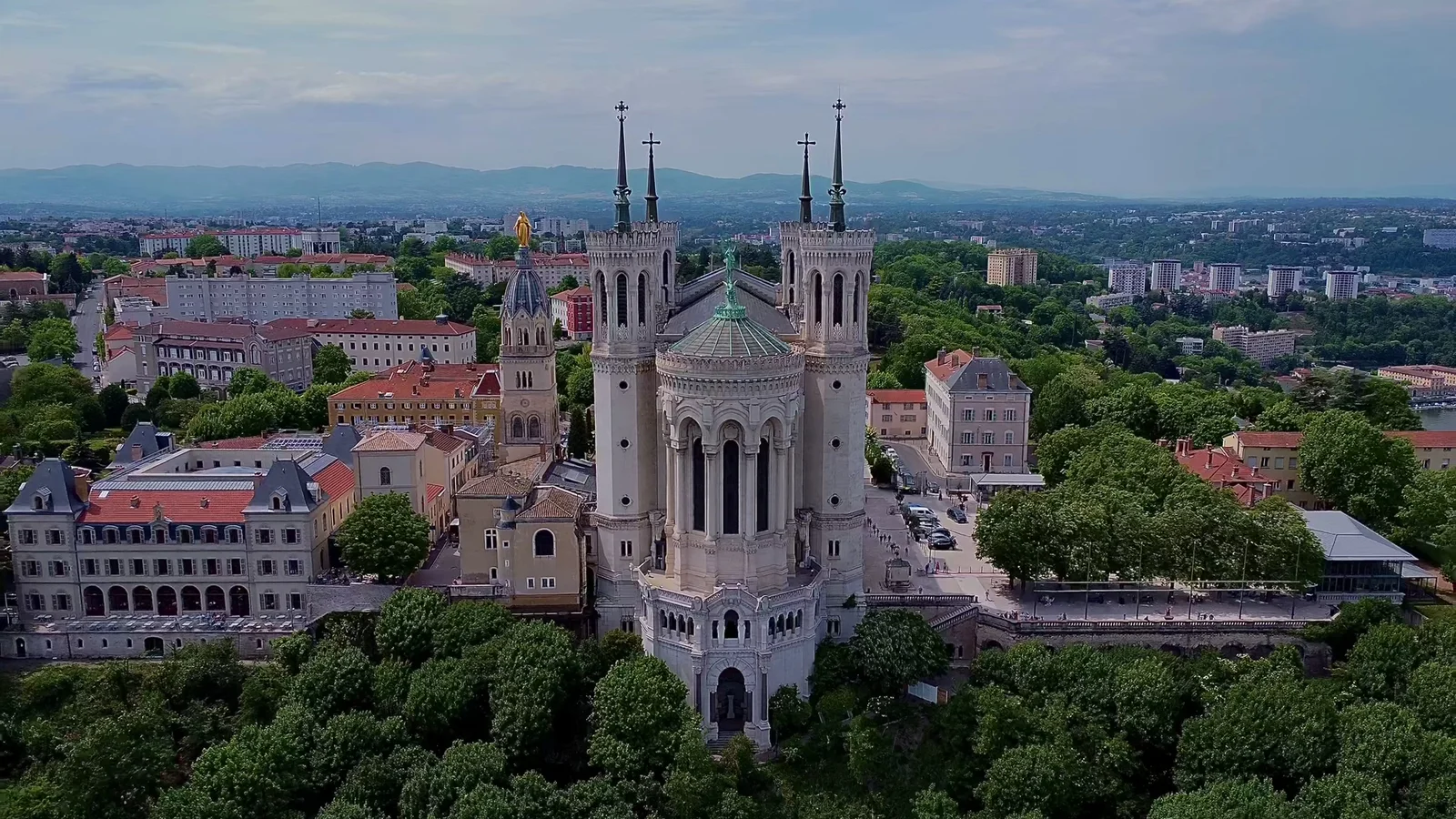 Family areas at Basilica of Notre Dame of Fourvière Lyon — family travel photo