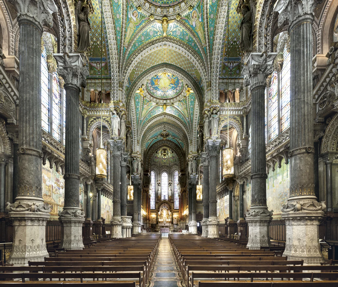 Outdoor views at Basilica of Notre Dame of Fourvière Lyon — family travel photo