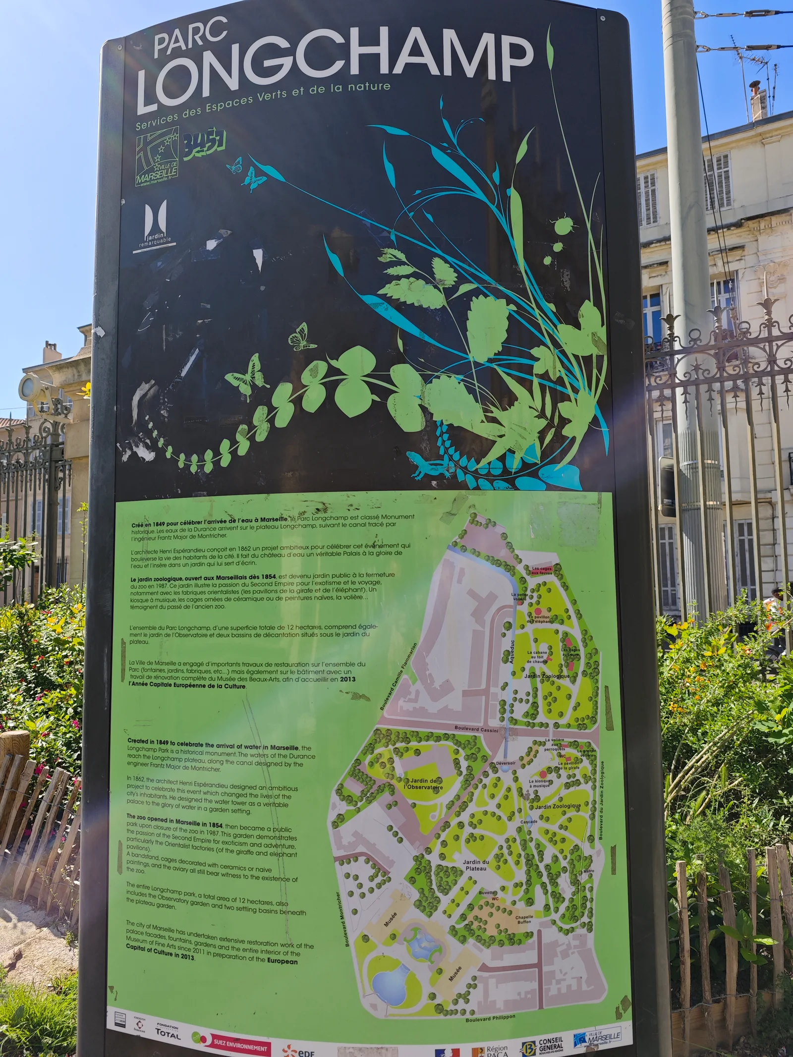 Outdoor views at Palais Longchamp Marseille — family travel photo
