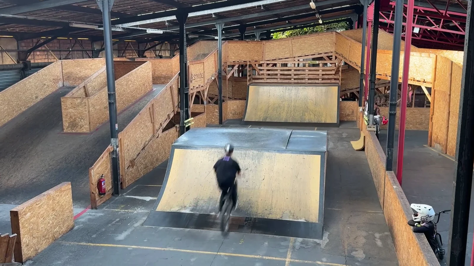 Family areas at Stride Indoor Bike Park Strasbourg — family travel photo